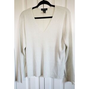 New York‎ & Company XL Women's Sweater Top Cream Silver Sparkle Metallic NEW